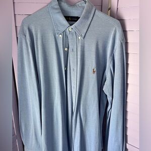 Ralph Lauren Light Blue Classic Button-Down Polo Shirt.26” sleeve. 29” length